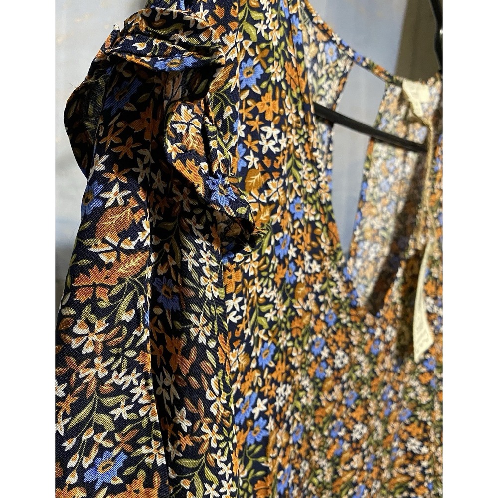 Easel Los Angeles 1X Floral Rayon Dress Cottagecore Ruffle Sleeve Boho Chic - Picture 5 of 5